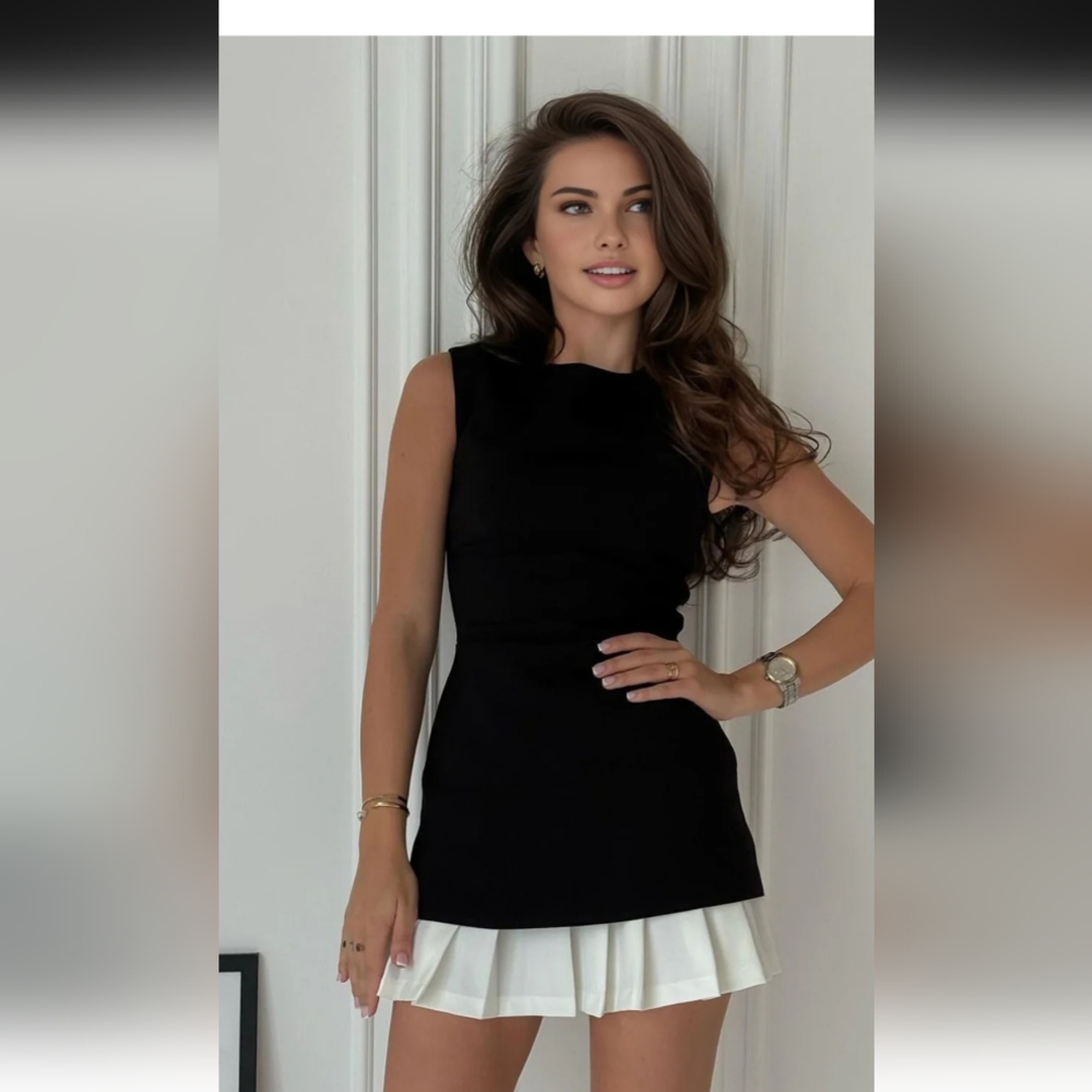 Commense Black Sleeveless Sheath Dress Bateau Neckline